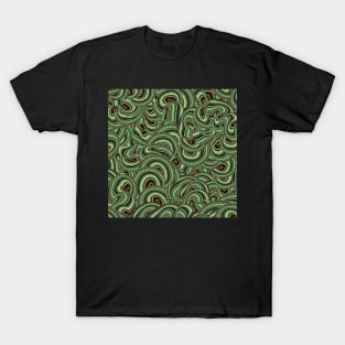 Swirly Textured Ribbons, Green Earthy Hues T-Shirt